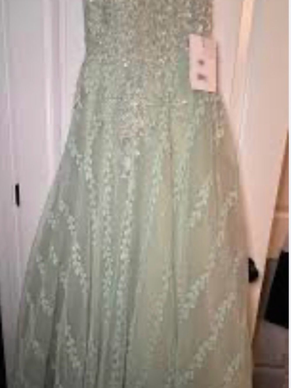 Stunning Mac Duggal Sage Green Lace A-Line Mother-of-the Bride or Groom Gown